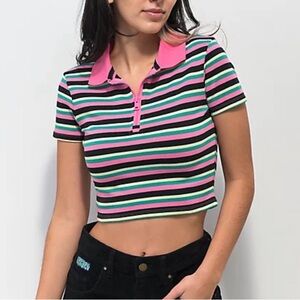 aLab Stripped Cropped Polo
